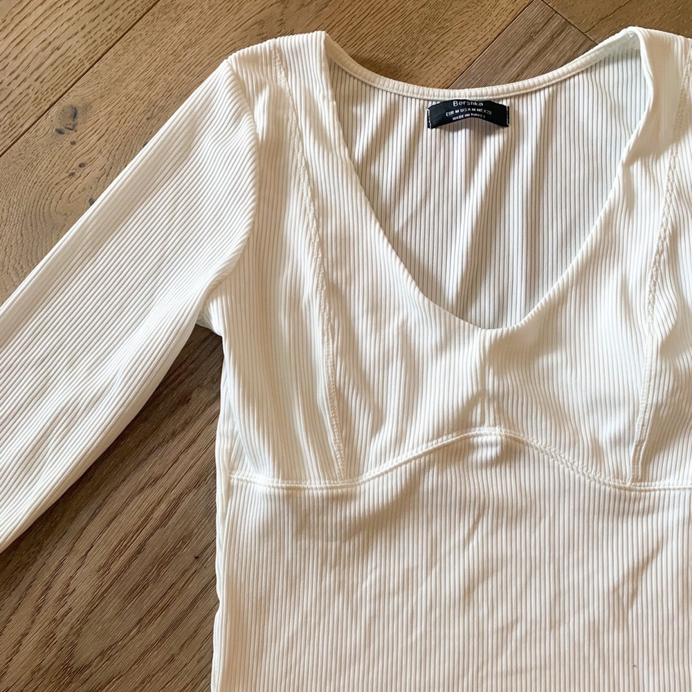 Bershka White Crop Top size M